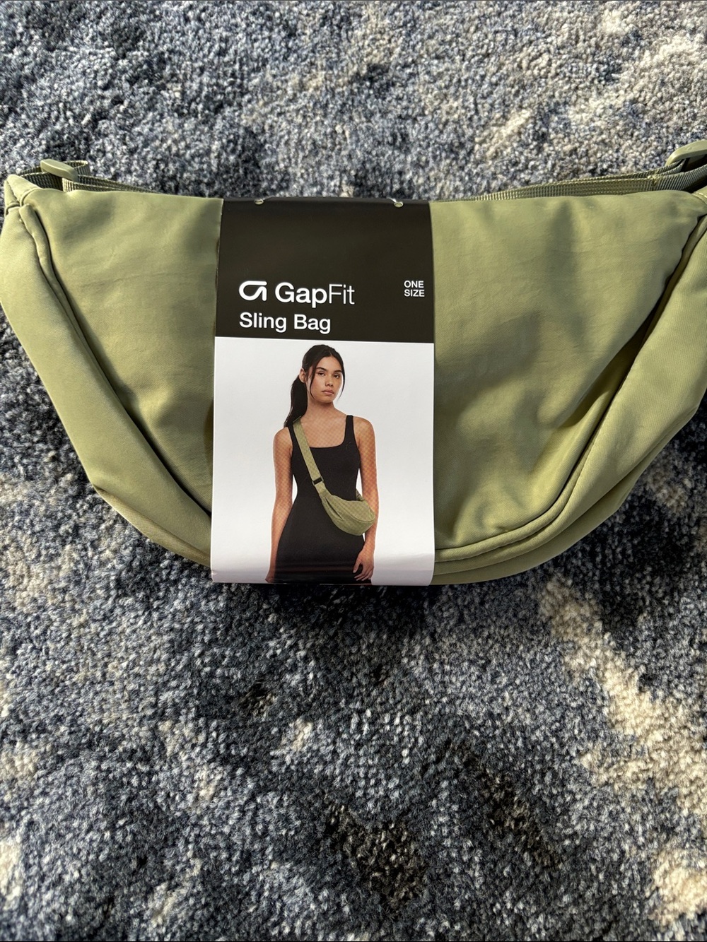 NWT GapFit Sling Bag Olive Green Nylon Crossbody Adjustable Strap